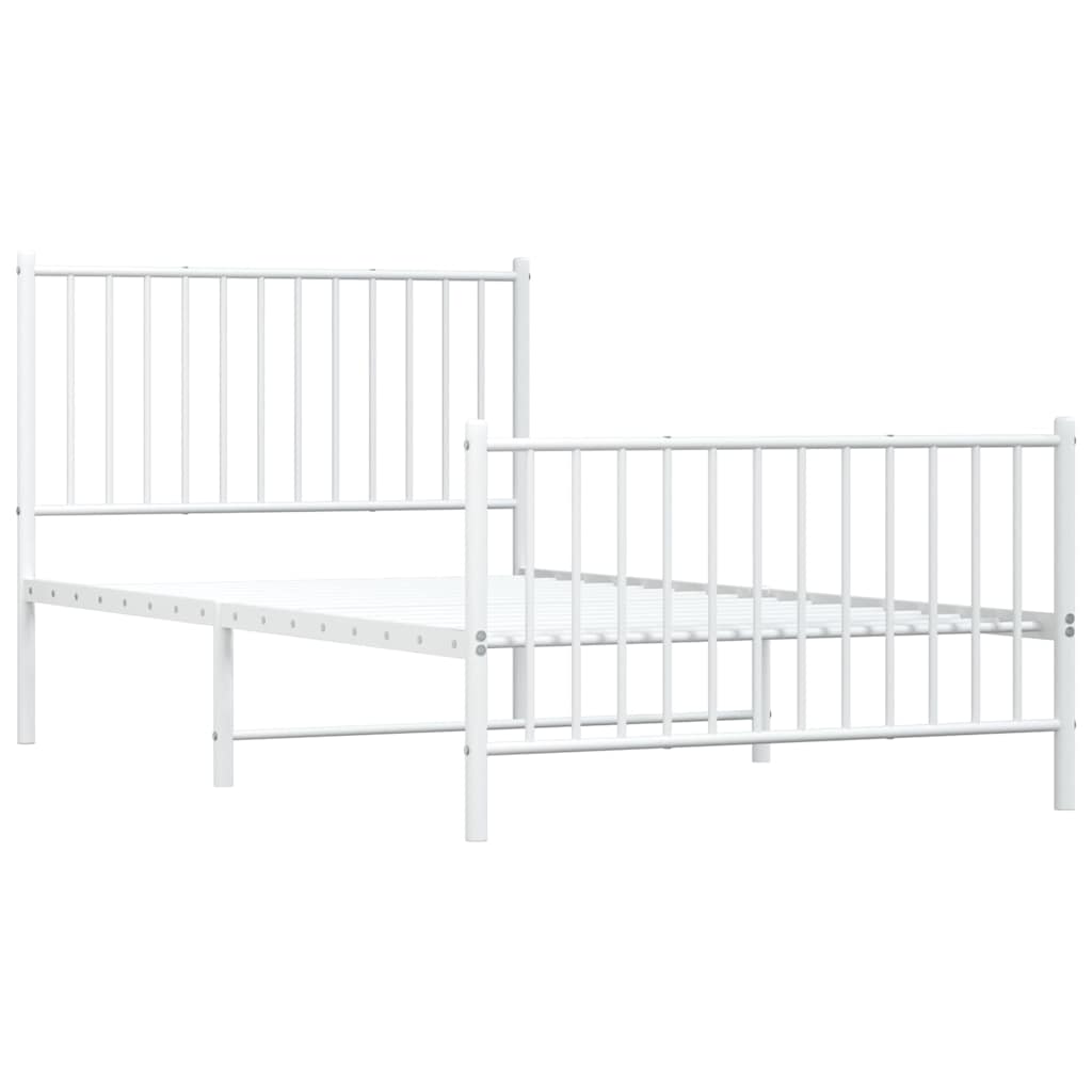 Bedframe met hoofd- en voeteneinde metaal wit 100x190 cm is nu te koop bij PeponiXL, paradijselijk wonen!