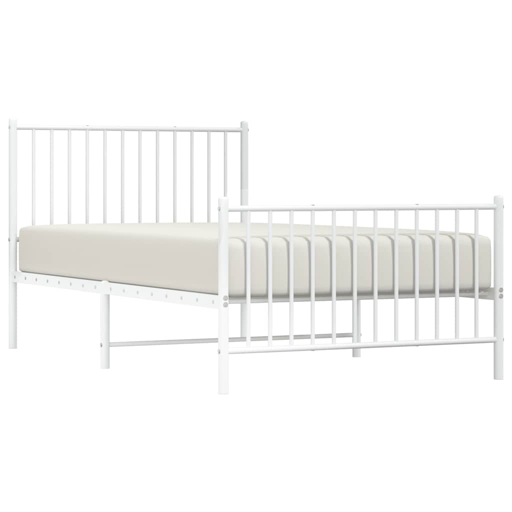 Bedframe met hoofd- en voeteneinde metaal wit 100x190 cm is nu te koop bij PeponiXL, paradijselijk wonen!