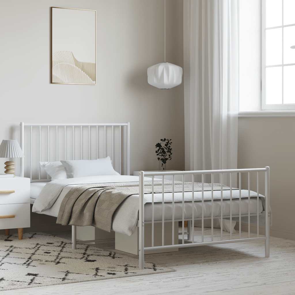 Bedframe met hoofd- en voeteneinde metaal wit 100x190 cm is nu te koop bij PeponiXL, paradijselijk wonen!