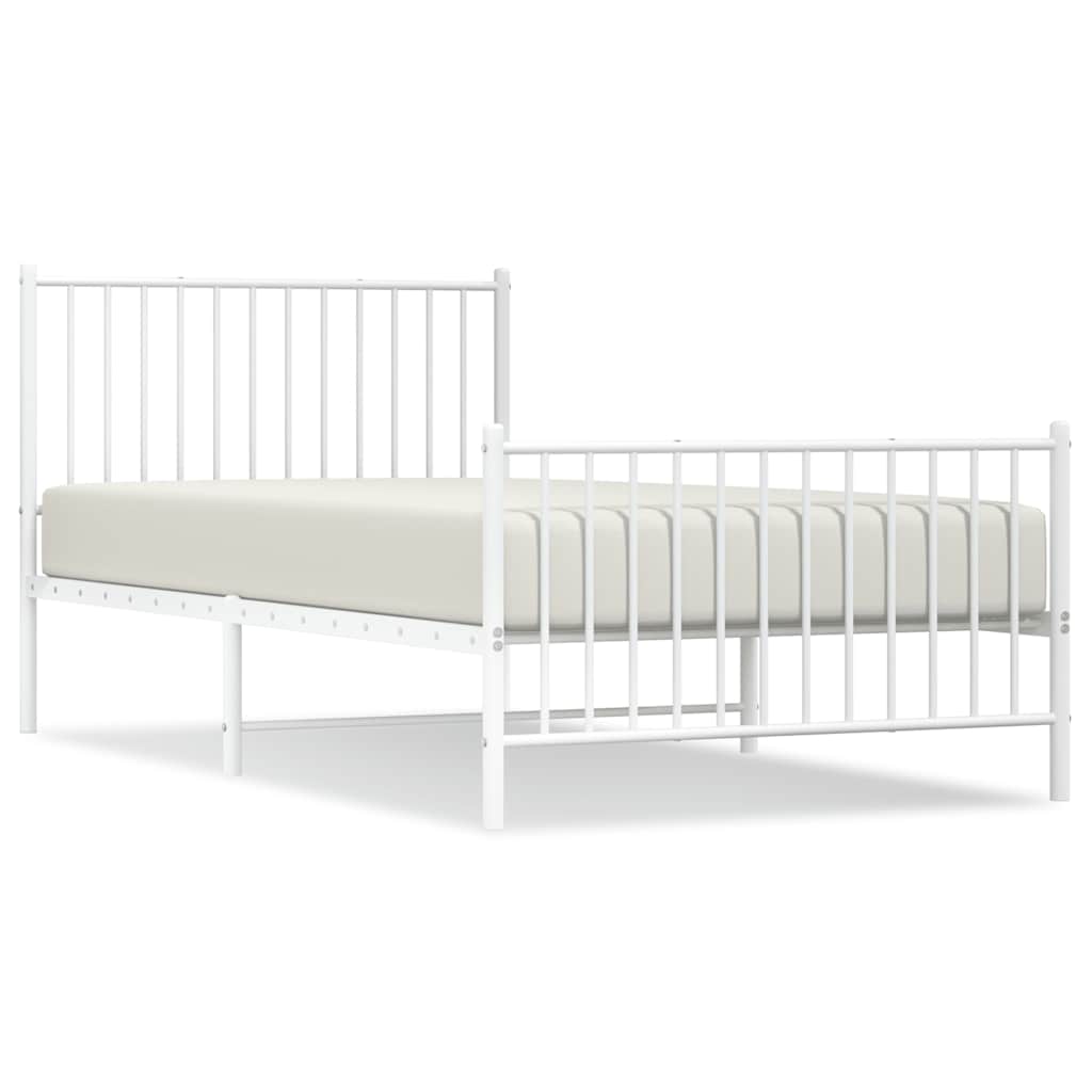 Bedframe met hoofd- en voeteneinde metaal wit 100x200 cm is nu te koop bij PeponiXL, paradijselijk wonen!