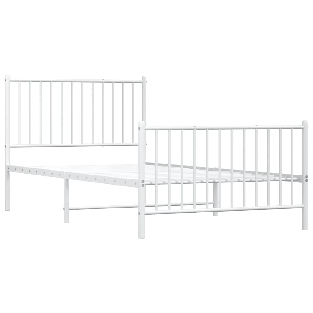 Bedframe met hoofd- en voeteneinde metaal wit 100x200 cm is nu te koop bij PeponiXL, paradijselijk wonen!
