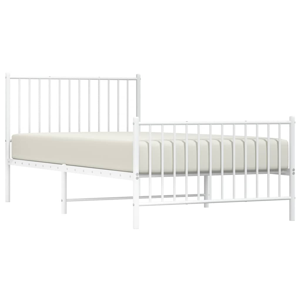 Bedframe met hoofd- en voeteneinde metaal wit 100x200 cm is nu te koop bij PeponiXL, paradijselijk wonen!
