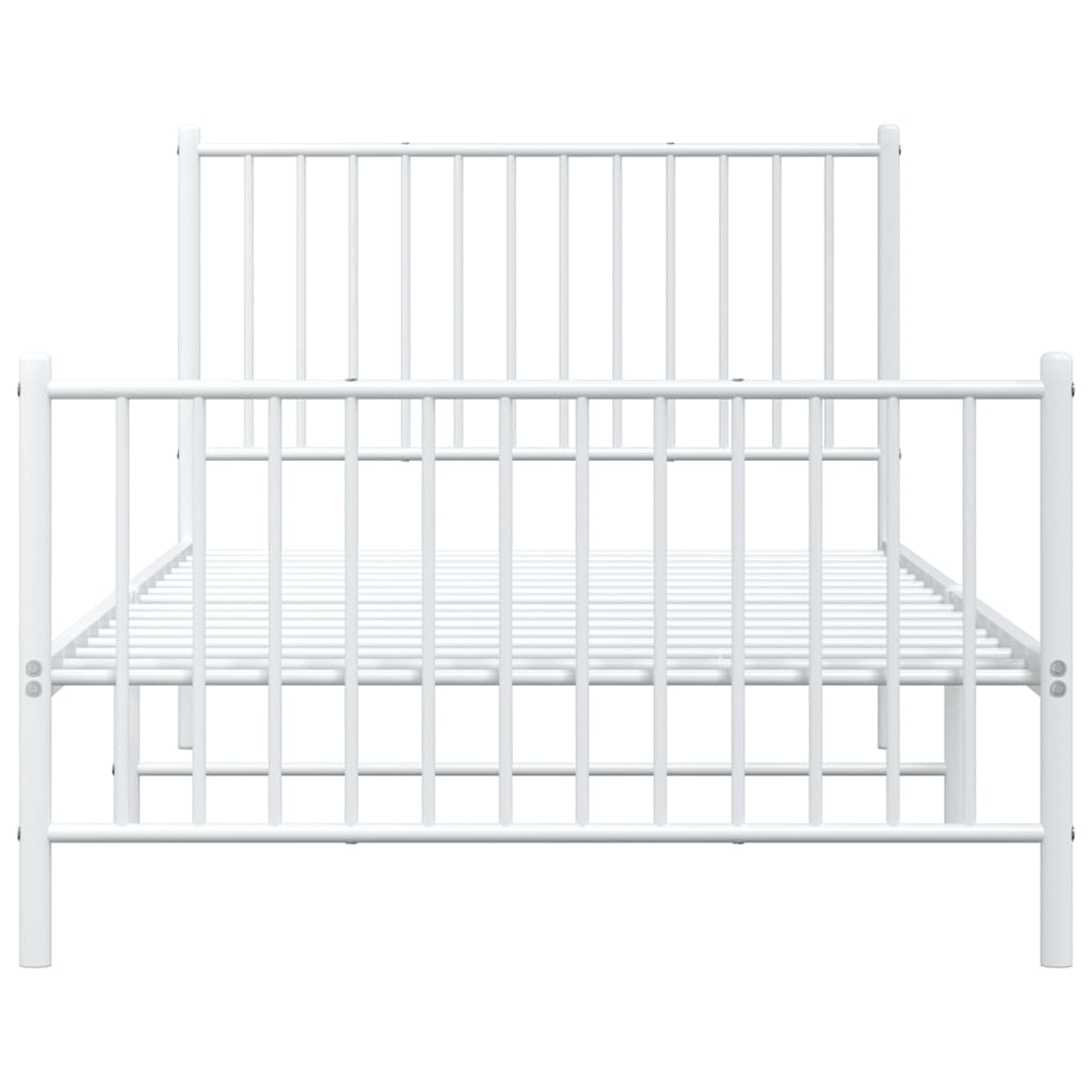 Bedframe met hoofd- en voeteneinde metaal wit 100x200 cm is nu te koop bij PeponiXL, paradijselijk wonen!