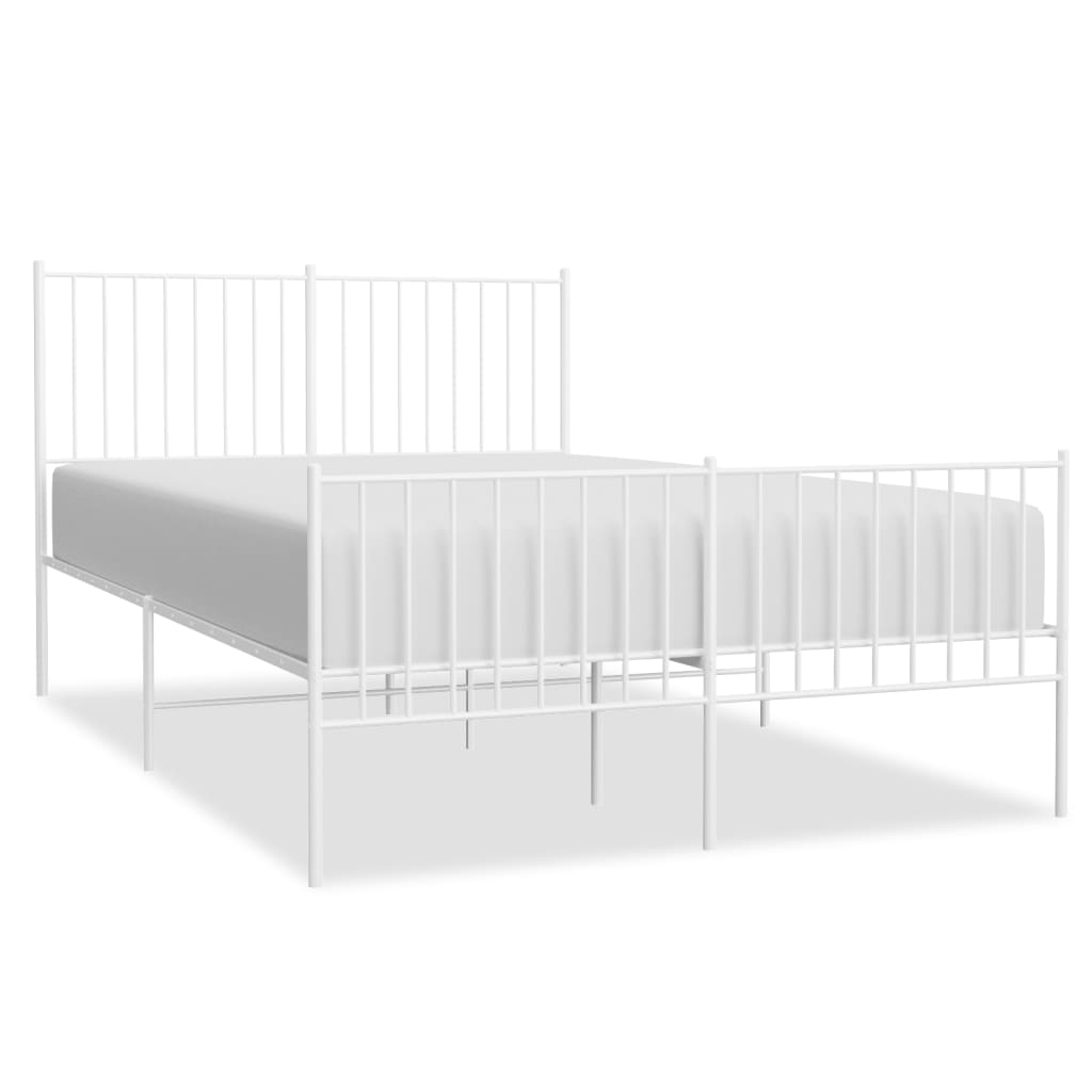 Bedframe met hoofd- en voeteneinde metaal wit 135x190 cm is nu te koop bij PeponiXL, paradijselijk wonen!