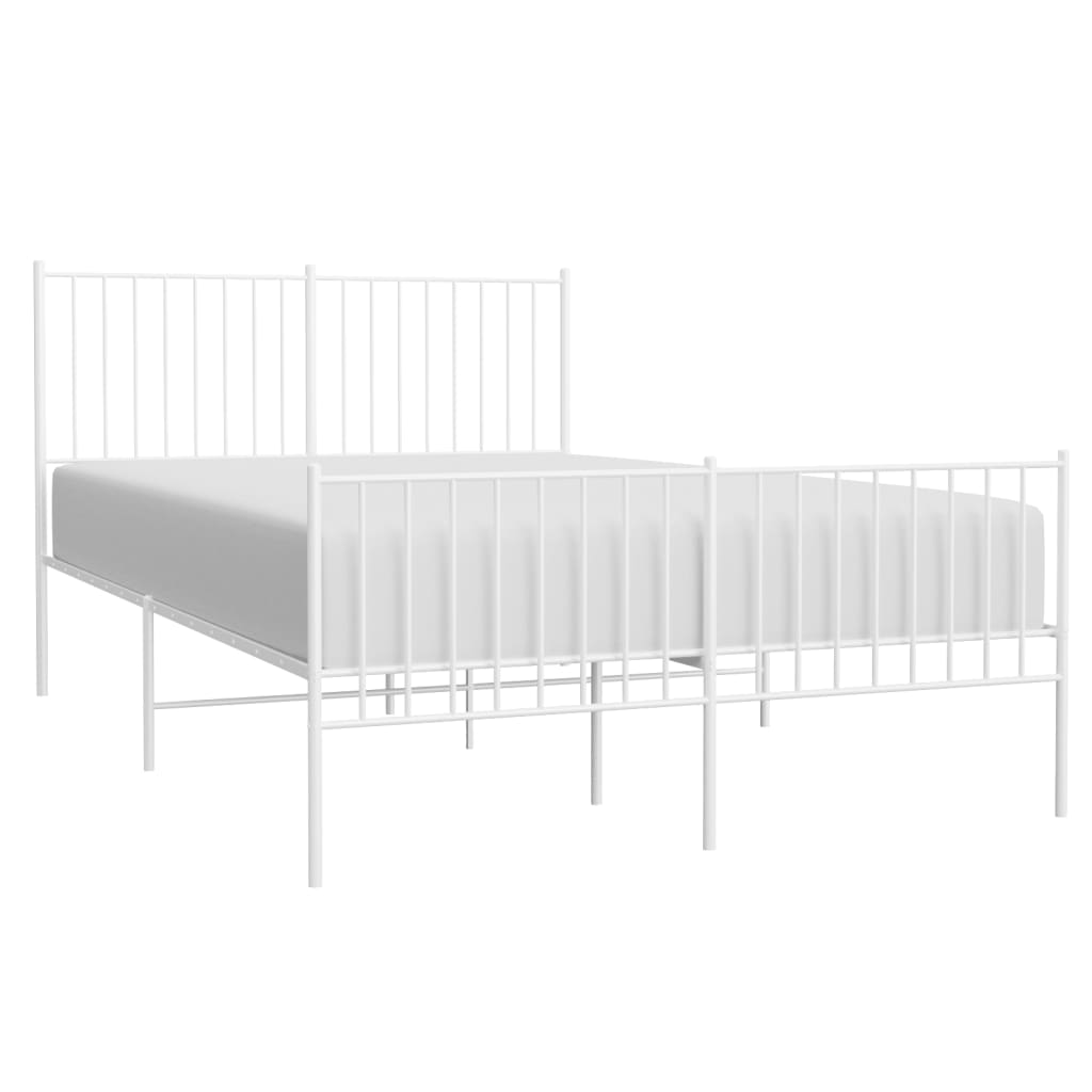 Bedframe met hoofd- en voeteneinde metaal wit 135x190 cm is nu te koop bij PeponiXL, paradijselijk wonen!