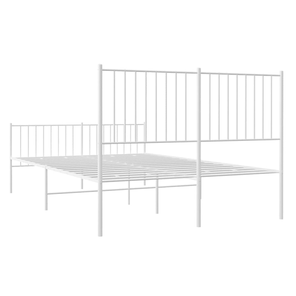 Bedframe met hoofd- en voeteneinde metaal wit 135x190 cm is nu te koop bij PeponiXL, paradijselijk wonen!