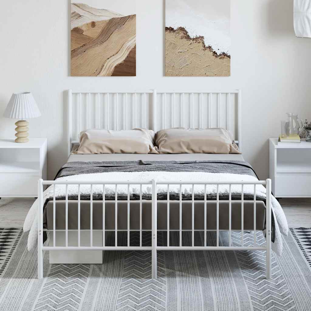 Bedframe met hoofd- en voeteneinde metaal wit 135x190 cm is nu te koop bij PeponiXL, paradijselijk wonen!
