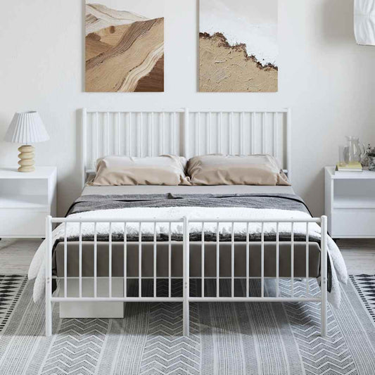 Bedframe met hoofd- en voeteneinde metaal wit 135x190 cm is nu te koop bij PeponiXL, paradijselijk wonen!
