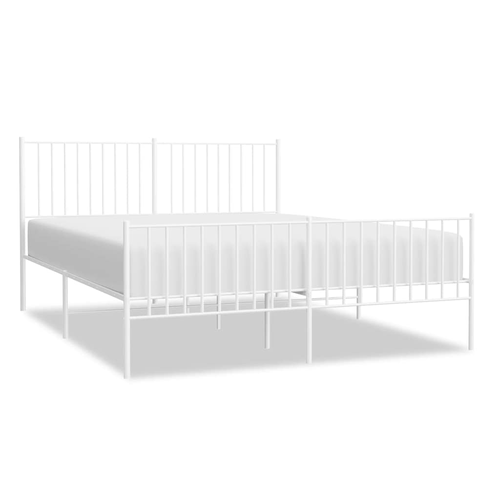 Bedframe met hoofd- en voeteneinde metaal wit 150x200 cm is nu te koop bij PeponiXL, paradijselijk wonen!