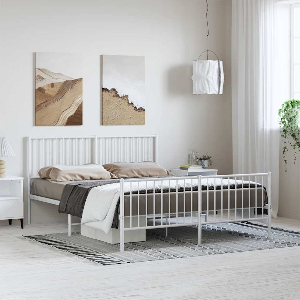 Bedframe met hoofd- en voeteneinde metaal wit 150x200 cm is nu te koop bij PeponiXL, paradijselijk wonen!