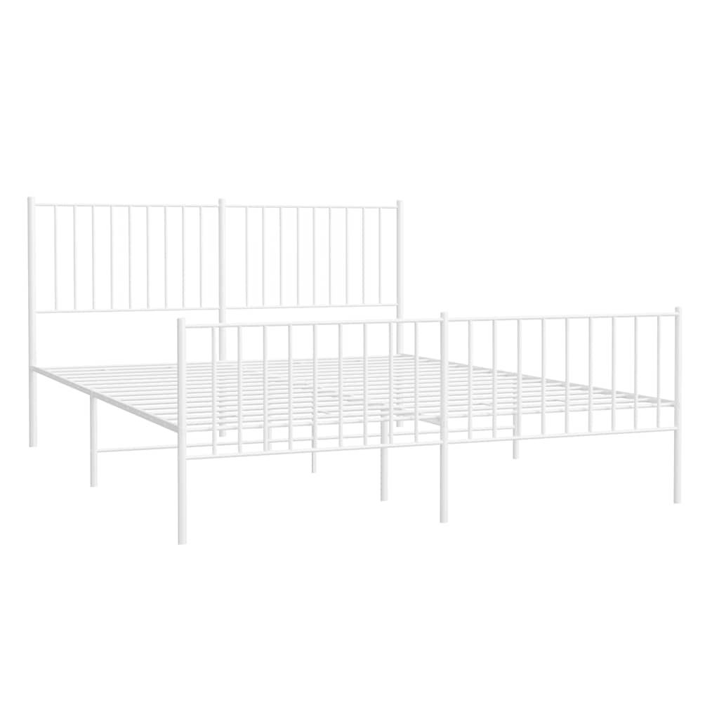 Bedframe met hoofd- en voeteneinde metaal wit 150x200 cm is nu te koop bij PeponiXL, paradijselijk wonen!