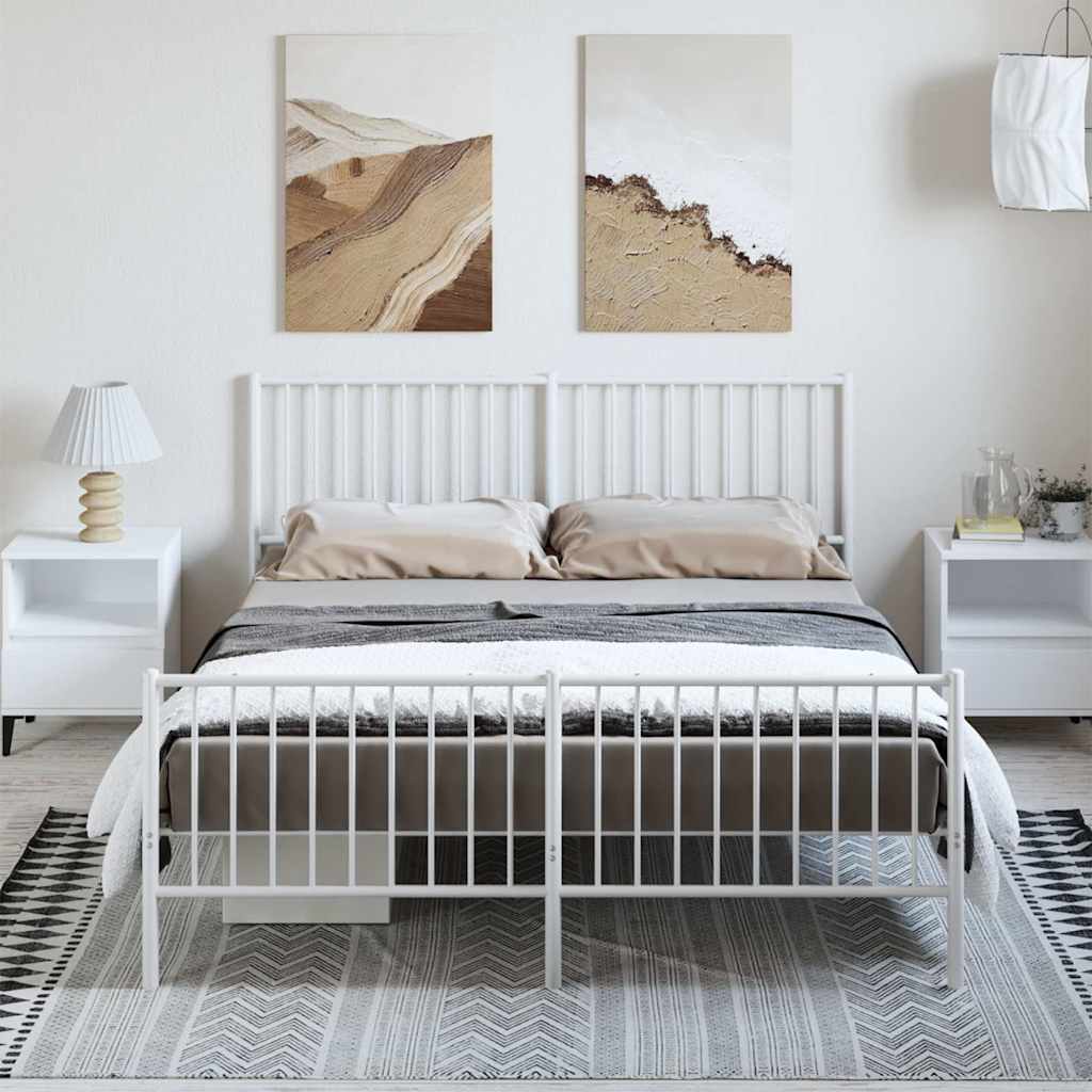 Bedframe met hoofd- en voeteneinde metaal wit 150x200 cm is nu te koop bij PeponiXL, paradijselijk wonen!