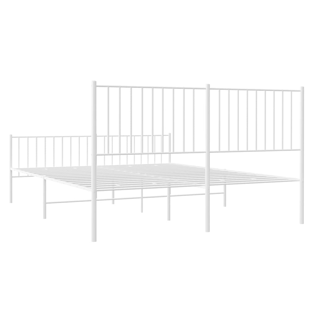 Bedframe met hoofd- en voeteneinde metaal wit 150x200 cm is nu te koop bij PeponiXL, paradijselijk wonen!