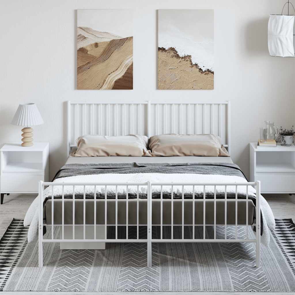 Bedframe met hoofd- en voeteneinde metaal wit 150x200 cm is nu te koop bij PeponiXL, paradijselijk wonen!
