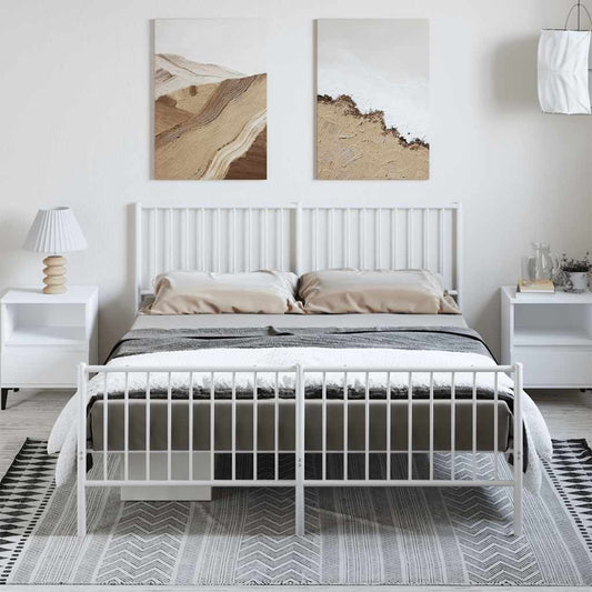 Bedframe met hoofd- en voeteneinde metaal wit 150x200 cm is nu te koop bij PeponiXL, paradijselijk wonen!