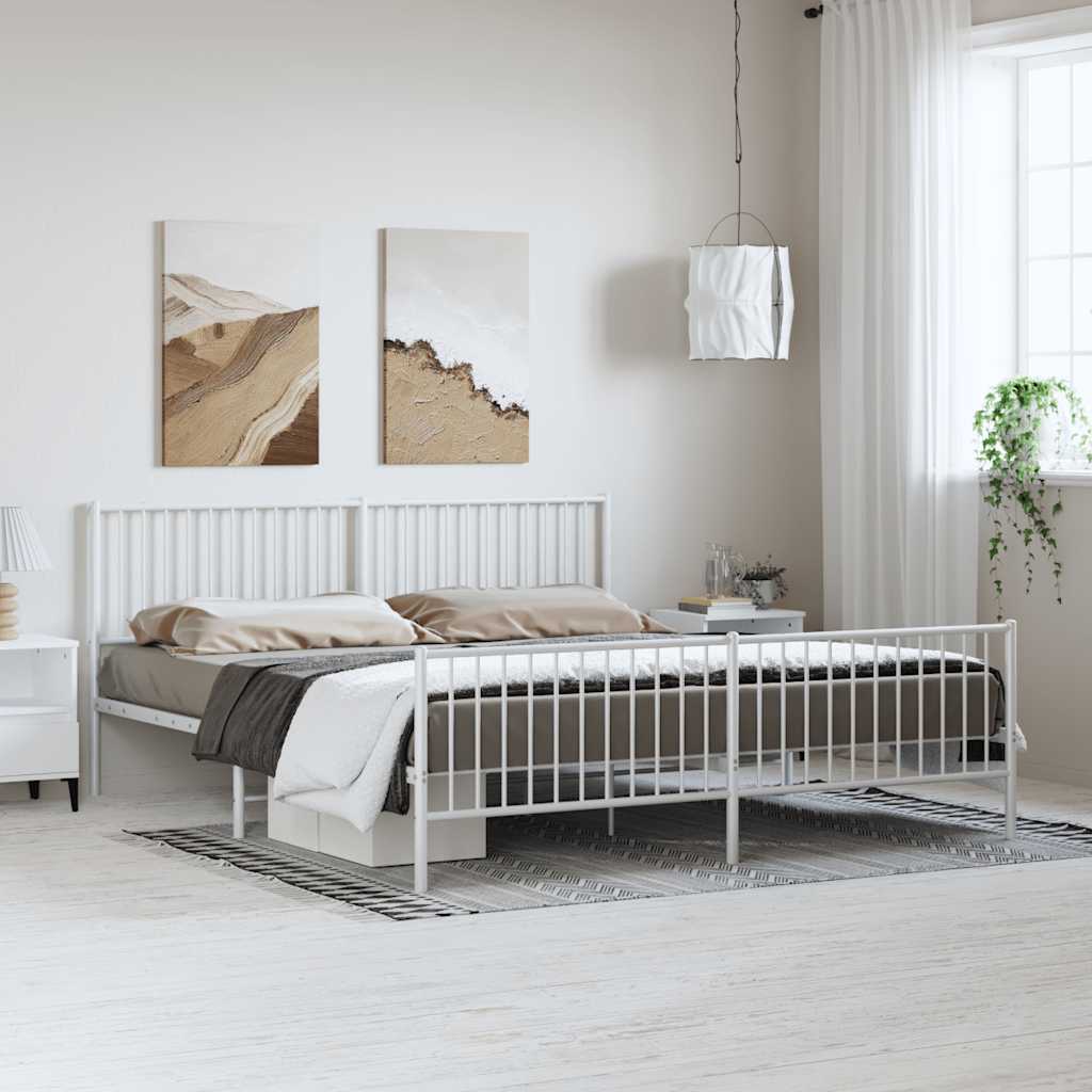 Bedframe met hoofd- en voeteneinde metaal wit 183x213 cm is nu te koop bij PeponiXL, paradijselijk wonen!