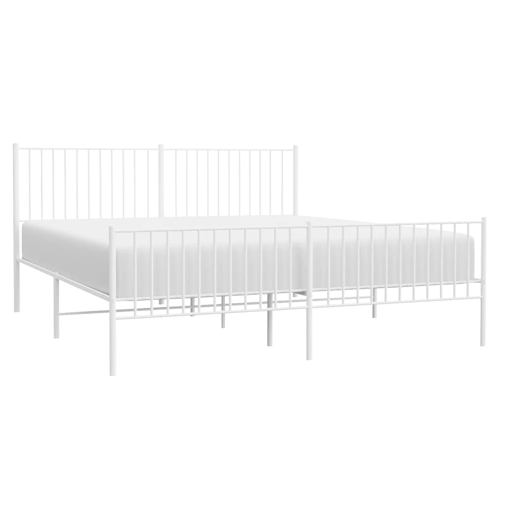 Bedframe met hoofd- en voeteneinde metaal wit 183x213 cm is nu te koop bij PeponiXL, paradijselijk wonen!