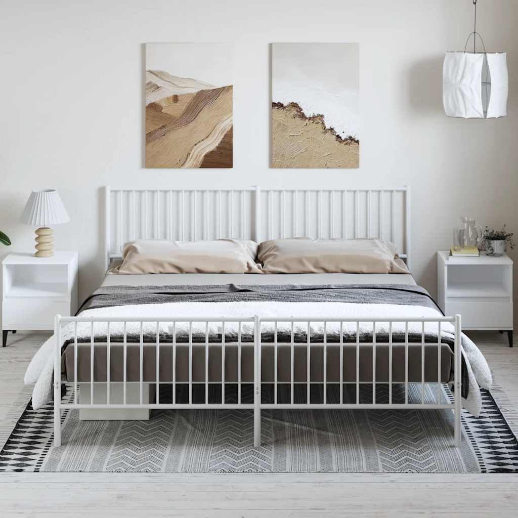 Bedframe met hoofd- en voeteneinde metaal wit 183x213 cm is nu te koop bij PeponiXL, paradijselijk wonen!