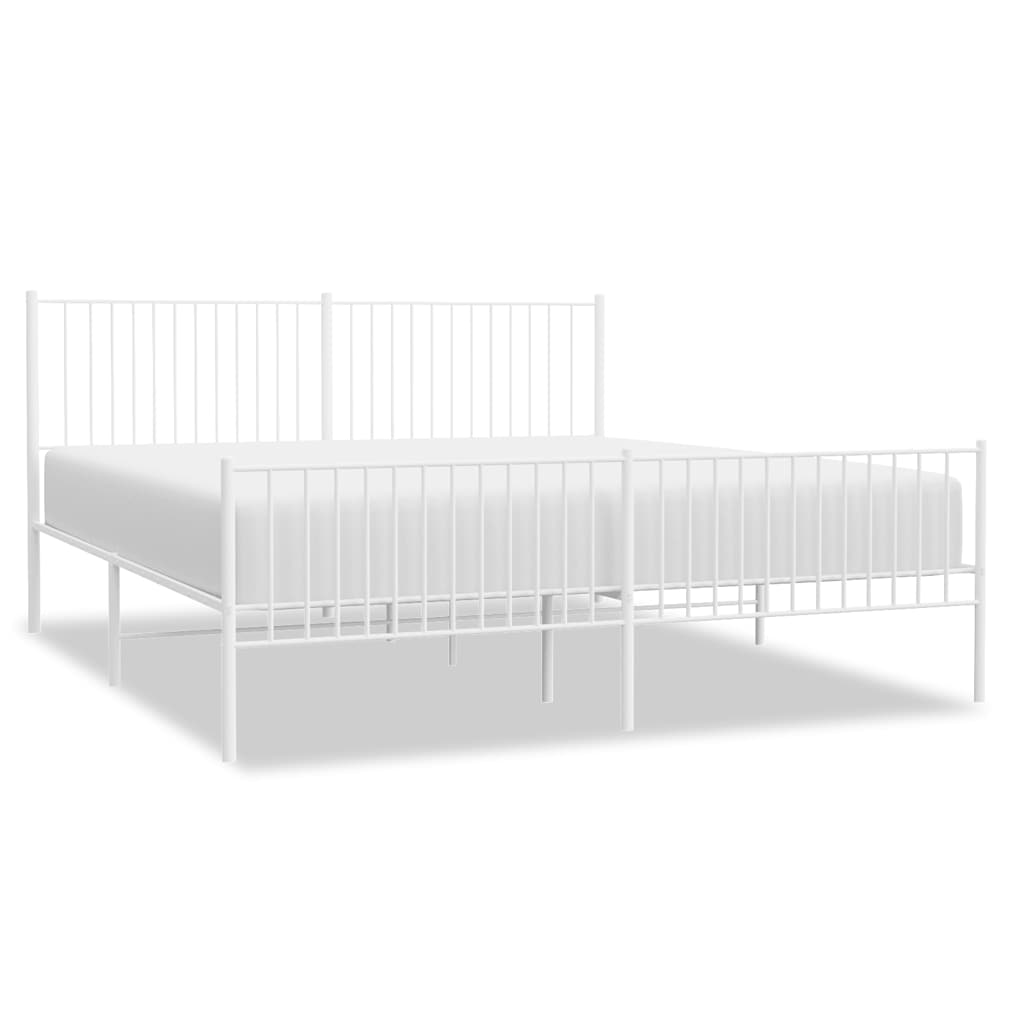 Bedframe met hoofd- en voeteneinde metaal wit 193x203 cm is nu te koop bij PeponiXL, paradijselijk wonen!