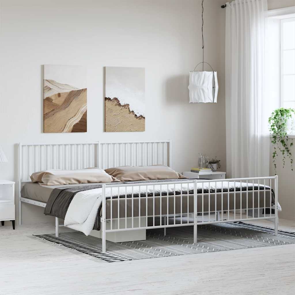 Bedframe met hoofd- en voeteneinde metaal wit 193x203 cm is nu te koop bij PeponiXL, paradijselijk wonen!