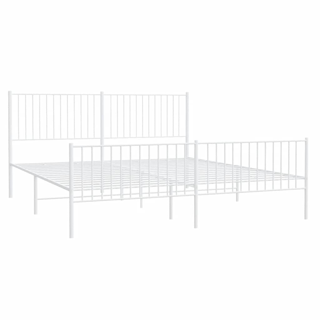 Bedframe met hoofd- en voeteneinde metaal wit 193x203 cm is nu te koop bij PeponiXL, paradijselijk wonen!