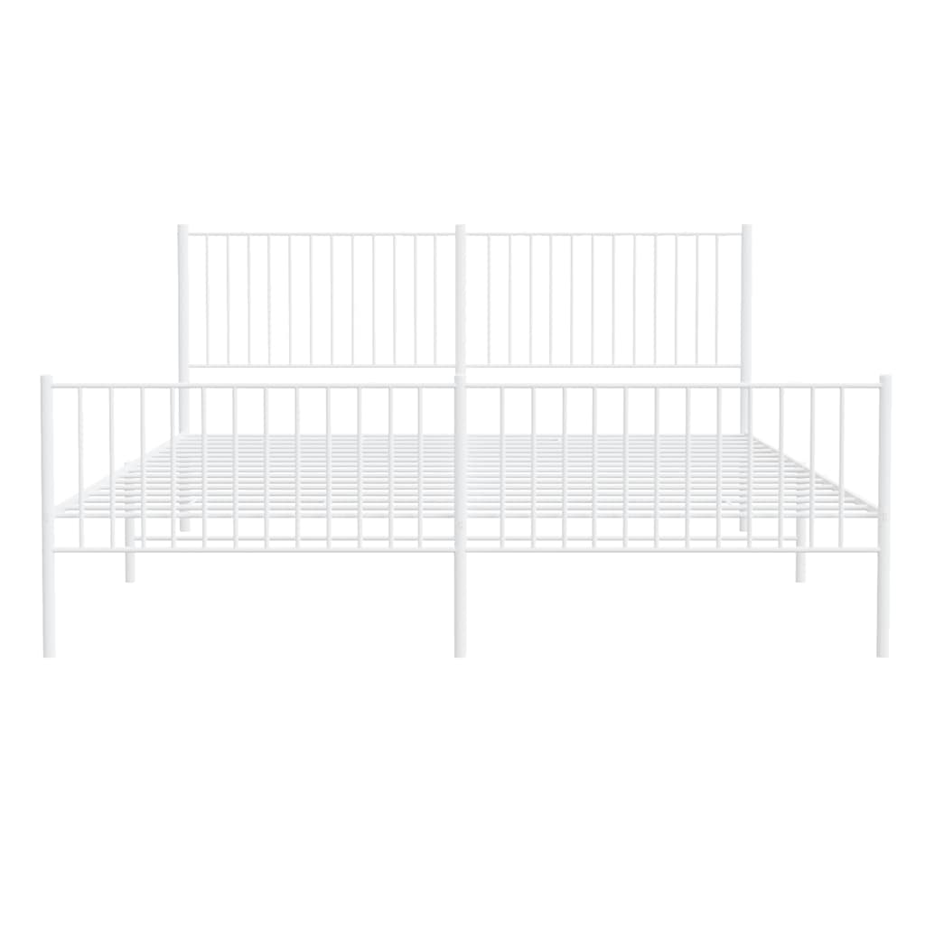 Bedframe met hoofd- en voeteneinde metaal wit 193x203 cm is nu te koop bij PeponiXL, paradijselijk wonen!