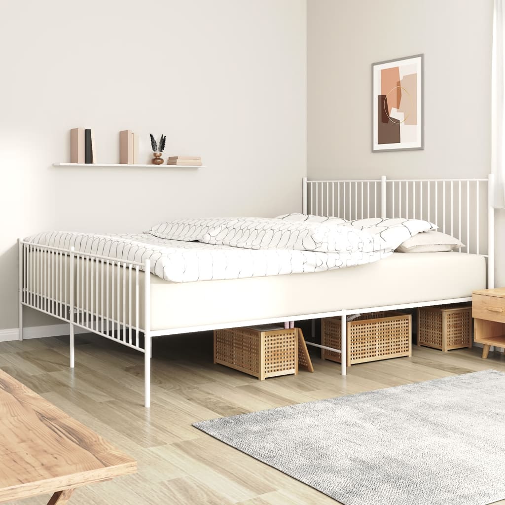Bedframe met hoofd- en voeteneinde metaal wit 193x203 cm is nu te koop bij PeponiXL, paradijselijk wonen!