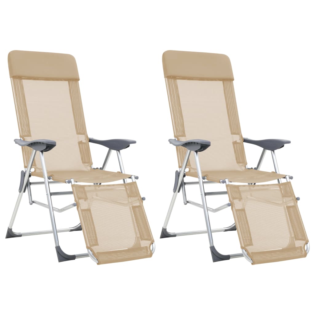 Campingstoelen met voetensteun 2 st inklapbaar textileen crème is nu te koop bij PeponiXL, paradijselijk wonen!