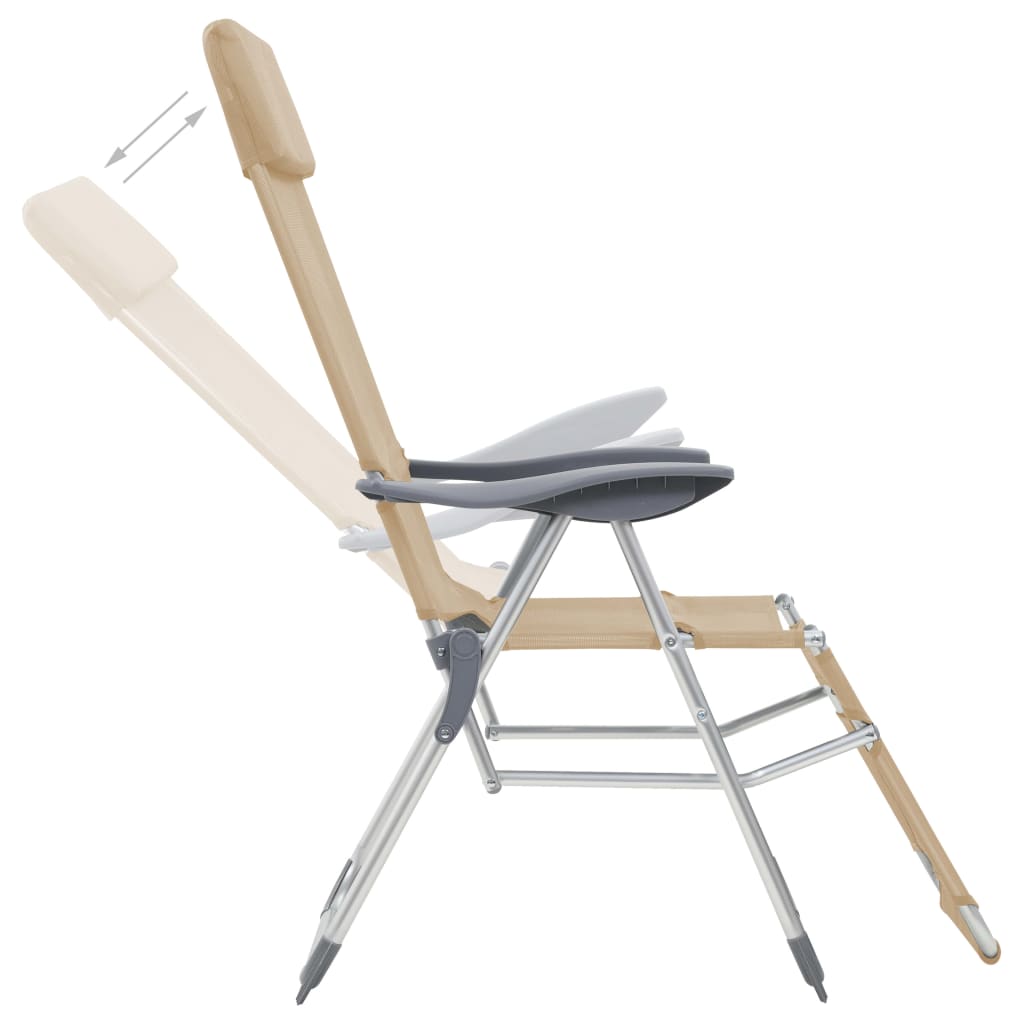 Campingstoelen met voetensteun 2 st inklapbaar textileen crème is nu te koop bij PeponiXL, paradijselijk wonen!