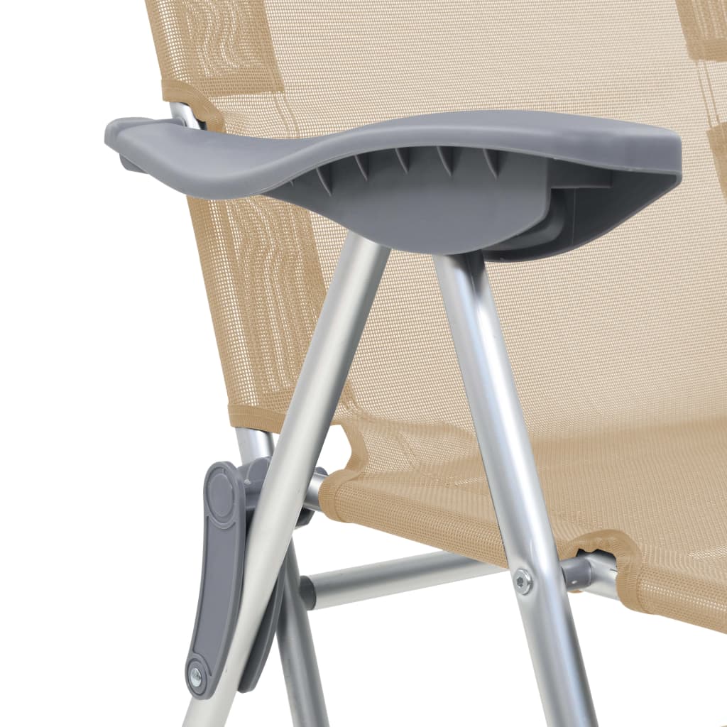 Campingstoelen met voetensteun 2 st inklapbaar textileen crème is nu te koop bij PeponiXL, paradijselijk wonen!