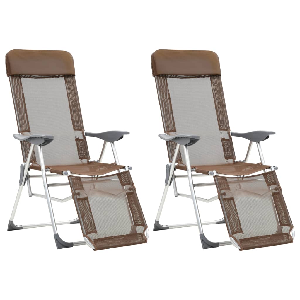 Campingstoelen met voetensteun 2 st inklapbaar textileen bruin is nu te koop bij PeponiXL, paradijselijk wonen!