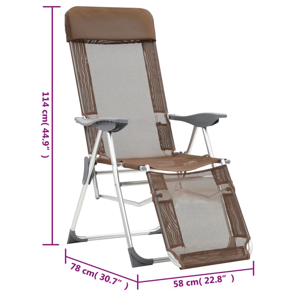 Campingstoelen met voetensteun 2 st inklapbaar textileen bruin is nu te koop bij PeponiXL, paradijselijk wonen!