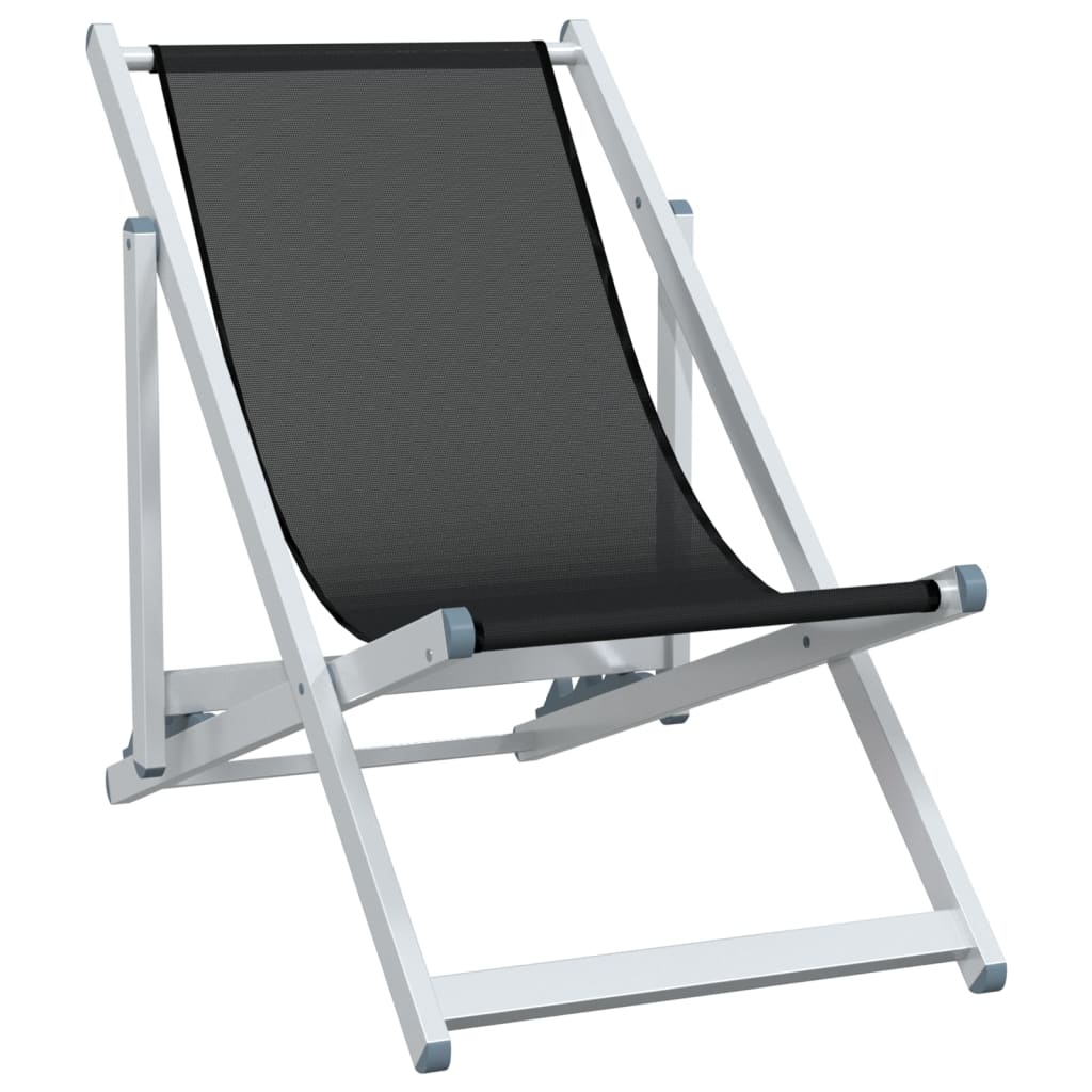 Strandstoelen inklapbaar 2 st aluminium en textileen zwart is nu te koop bij PeponiXL, paradijselijk wonen!