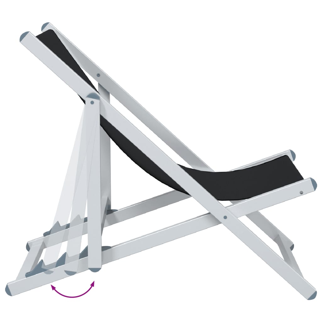 Strandstoelen inklapbaar 2 st aluminium en textileen zwart is nu te koop bij PeponiXL, paradijselijk wonen!