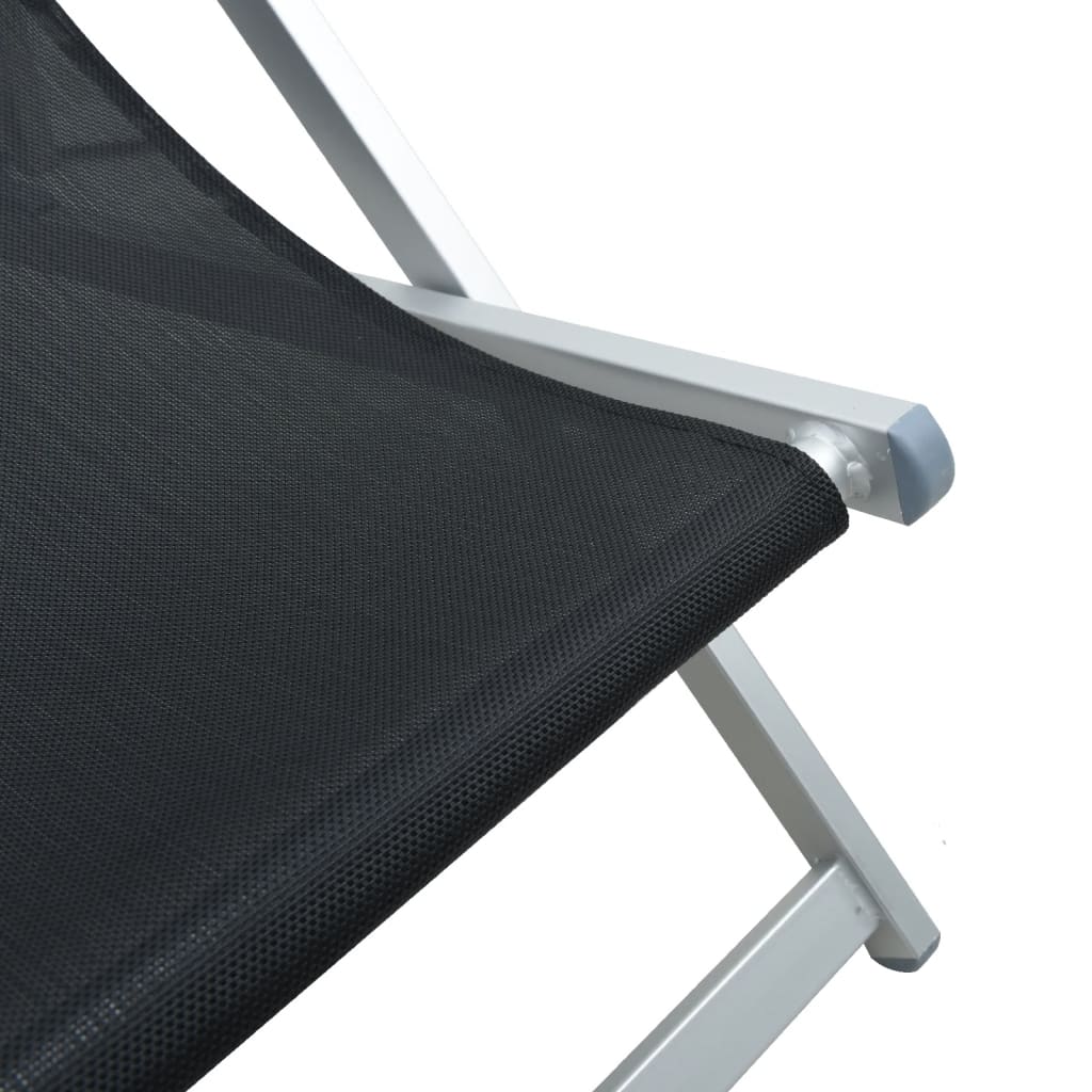 Strandstoelen inklapbaar 2 st aluminium en textileen zwart is nu te koop bij PeponiXL, paradijselijk wonen!