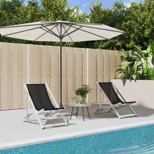 Strandstoelen inklapbaar 2 st aluminium en textileen zwart is nu te koop bij PeponiXL, paradijselijk wonen!