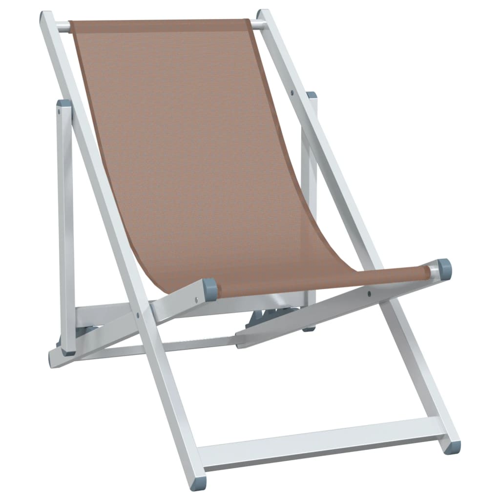 Strandstoelen inklapbaar 2 st aluminium en textileen bruin is nu te koop bij PeponiXL, paradijselijk wonen!