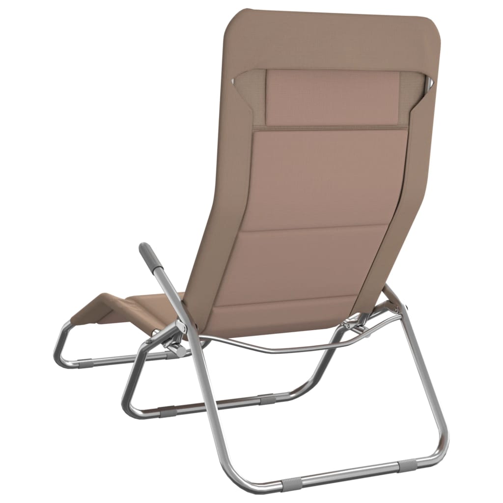 Ligbedden 2 st inklapbaar textileen en gepoedercoat staal taupe is nu te koop bij PeponiXL, paradijselijk wonen!