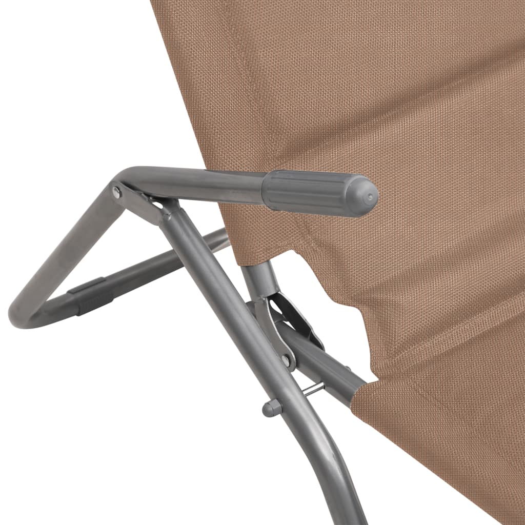 Ligbedden 2 st inklapbaar textileen en gepoedercoat staal taupe is nu te koop bij PeponiXL, paradijselijk wonen!