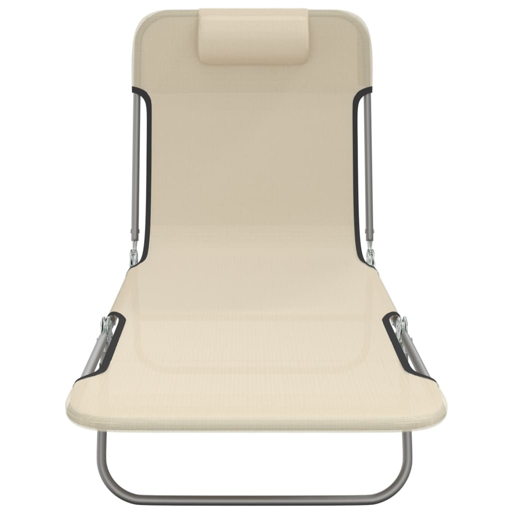 Ligbedden 2 st inklapbaar textileen en staal crèmekleurig is nu te koop bij PeponiXL, paradijselijk wonen!