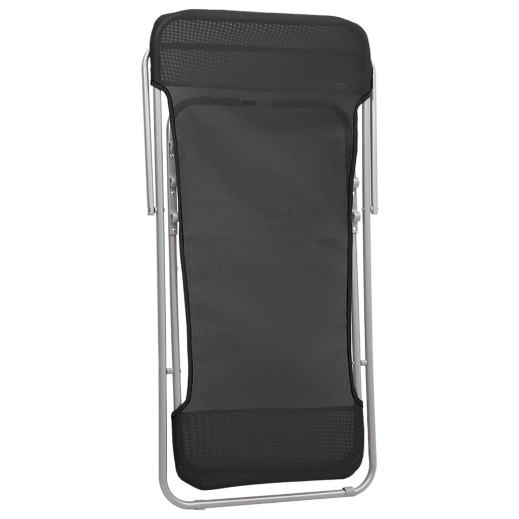 Strandstoelen 2 st textileen en gepoedercoat staal zwart is nu te koop bij PeponiXL, paradijselijk wonen!