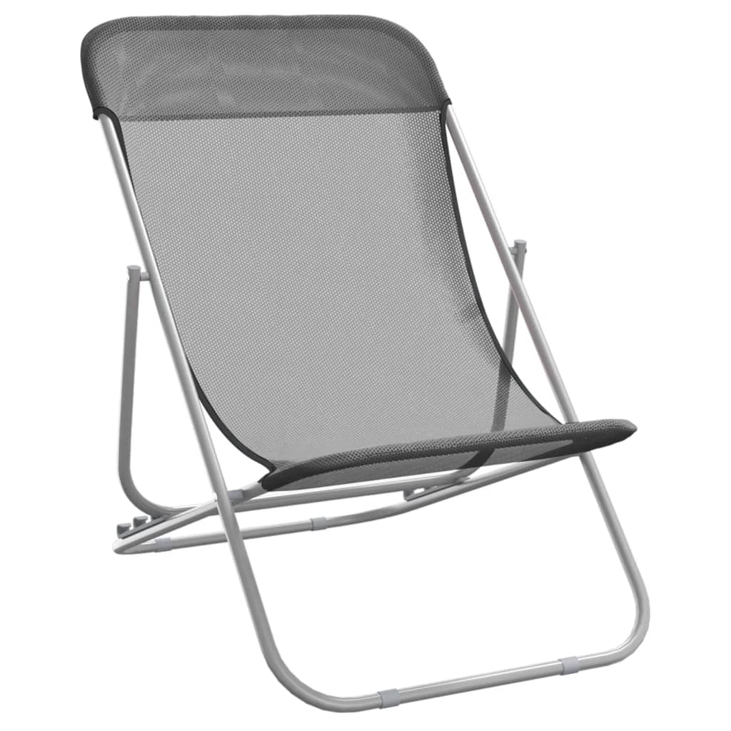 Strandstoelen 2 st textileen en gepoedercoat staal grijs is nu te koop bij PeponiXL, paradijselijk wonen!