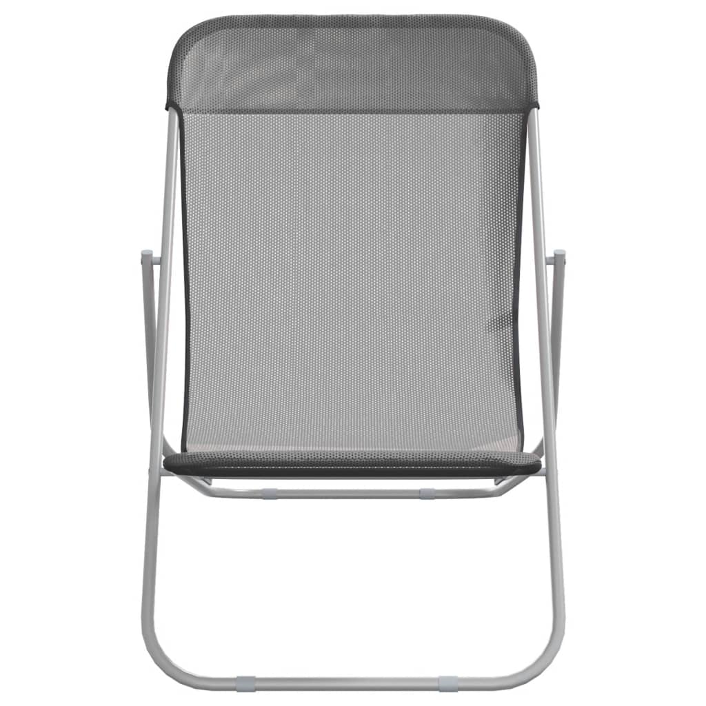 Strandstoelen 2 st textileen en gepoedercoat staal grijs is nu te koop bij PeponiXL, paradijselijk wonen!