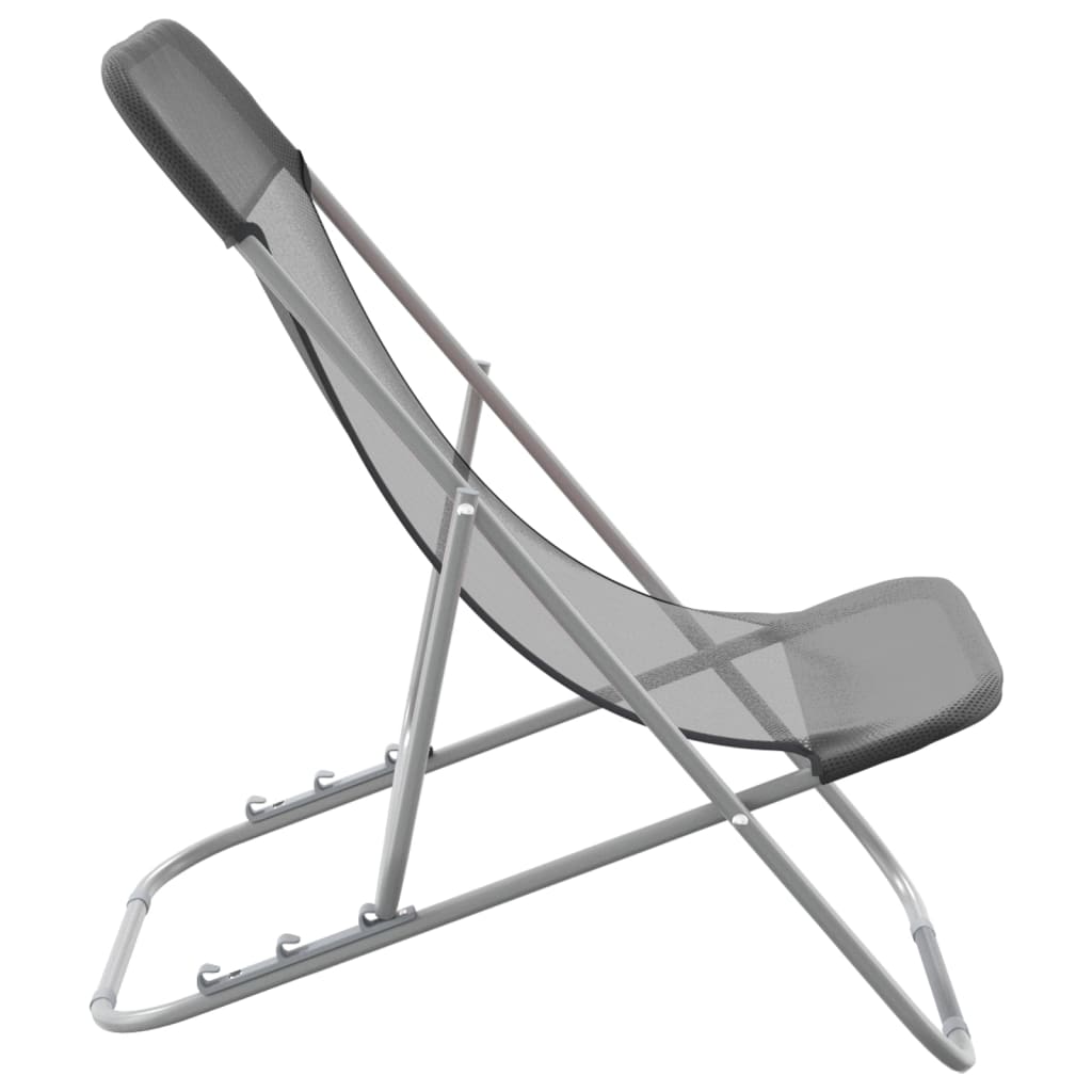 Strandstoelen 2 st textileen en gepoedercoat staal grijs is nu te koop bij PeponiXL, paradijselijk wonen!