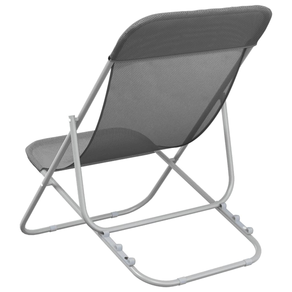 Strandstoelen 2 st textileen en gepoedercoat staal grijs is nu te koop bij PeponiXL, paradijselijk wonen!