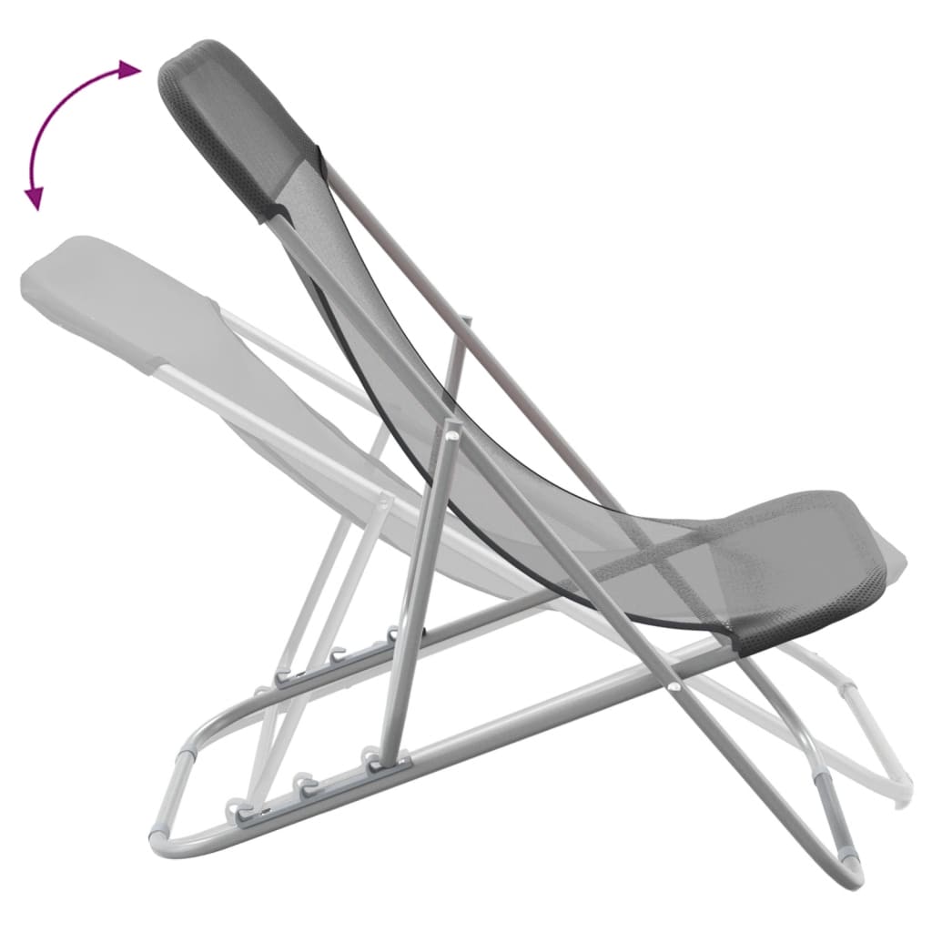 Strandstoelen 2 st textileen en gepoedercoat staal grijs is nu te koop bij PeponiXL, paradijselijk wonen!