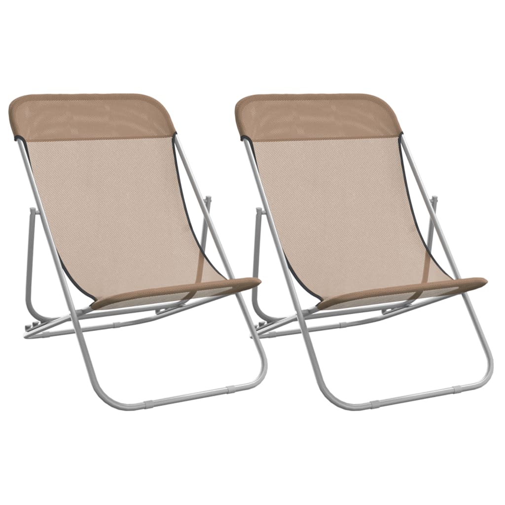 Strandstoelen 2 st textileen en gepoedercoat staal taupe is nu te koop bij PeponiXL, paradijselijk wonen!