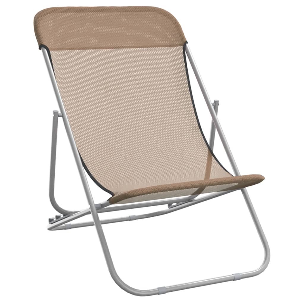 Strandstoelen 2 st textileen en gepoedercoat staal taupe is nu te koop bij PeponiXL, paradijselijk wonen!
