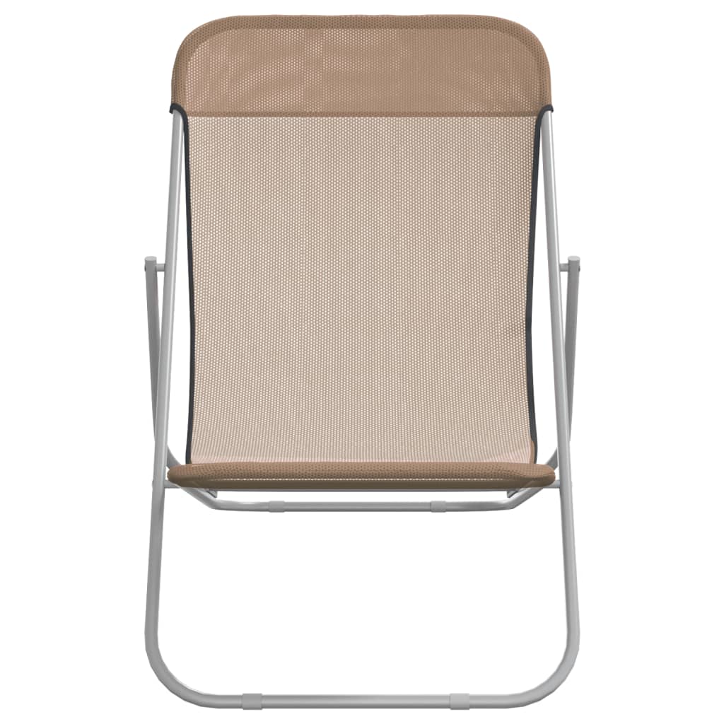 Strandstoelen 2 st textileen en gepoedercoat staal taupe is nu te koop bij PeponiXL, paradijselijk wonen!