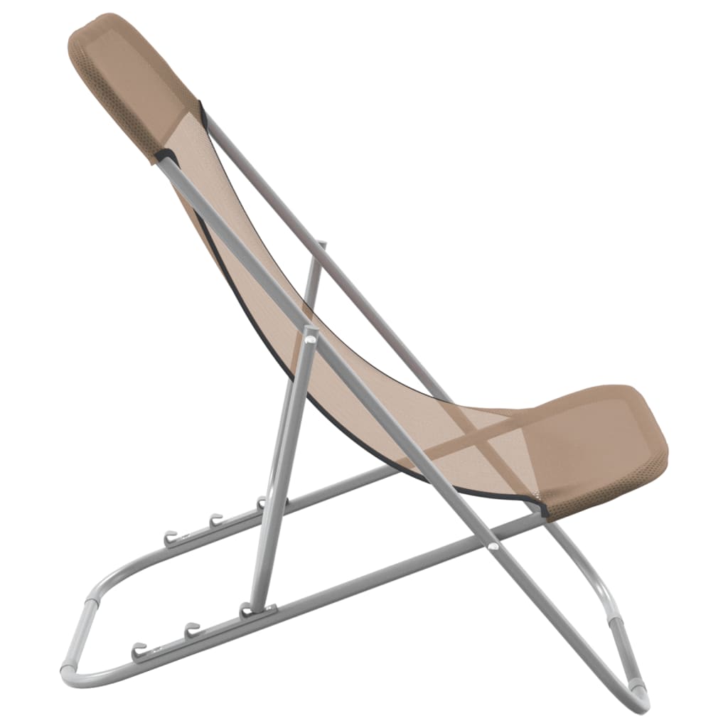 Strandstoelen 2 st textileen en gepoedercoat staal taupe is nu te koop bij PeponiXL, paradijselijk wonen!